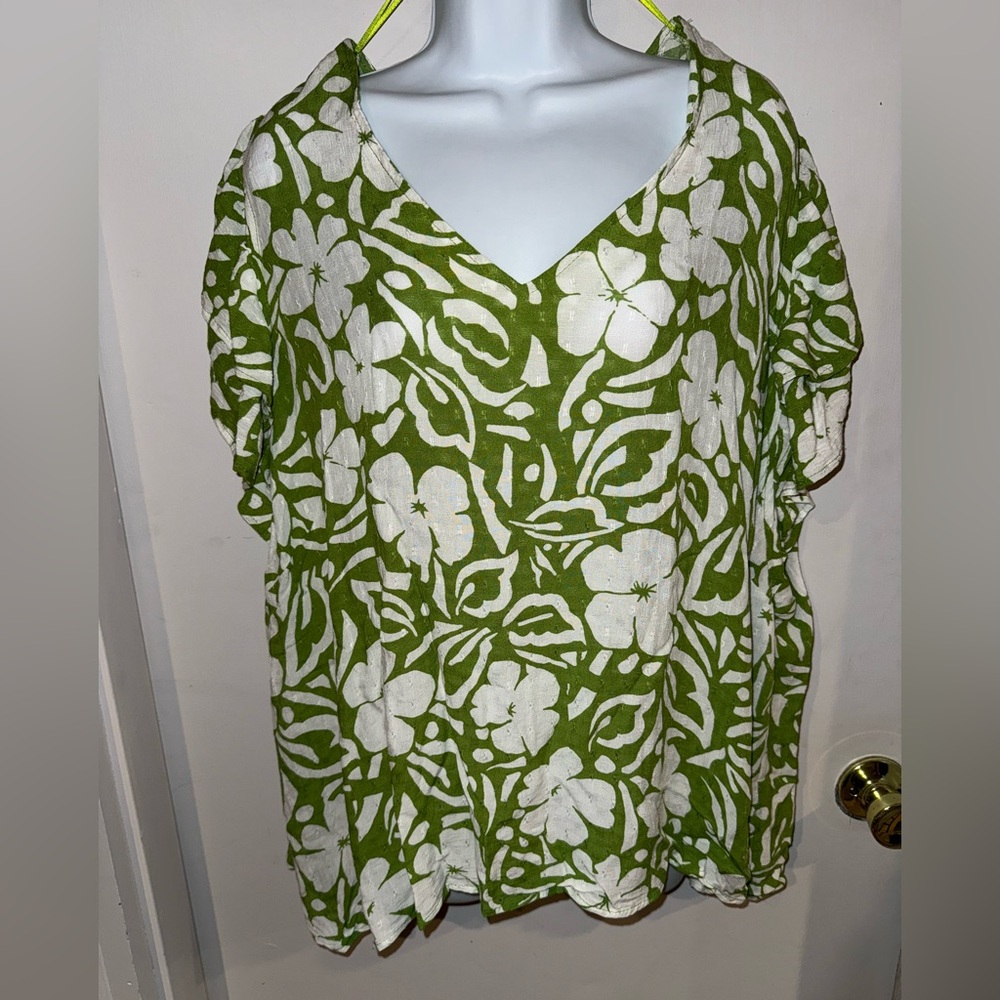 Rachel Zoe Green and White Patterned Fabric